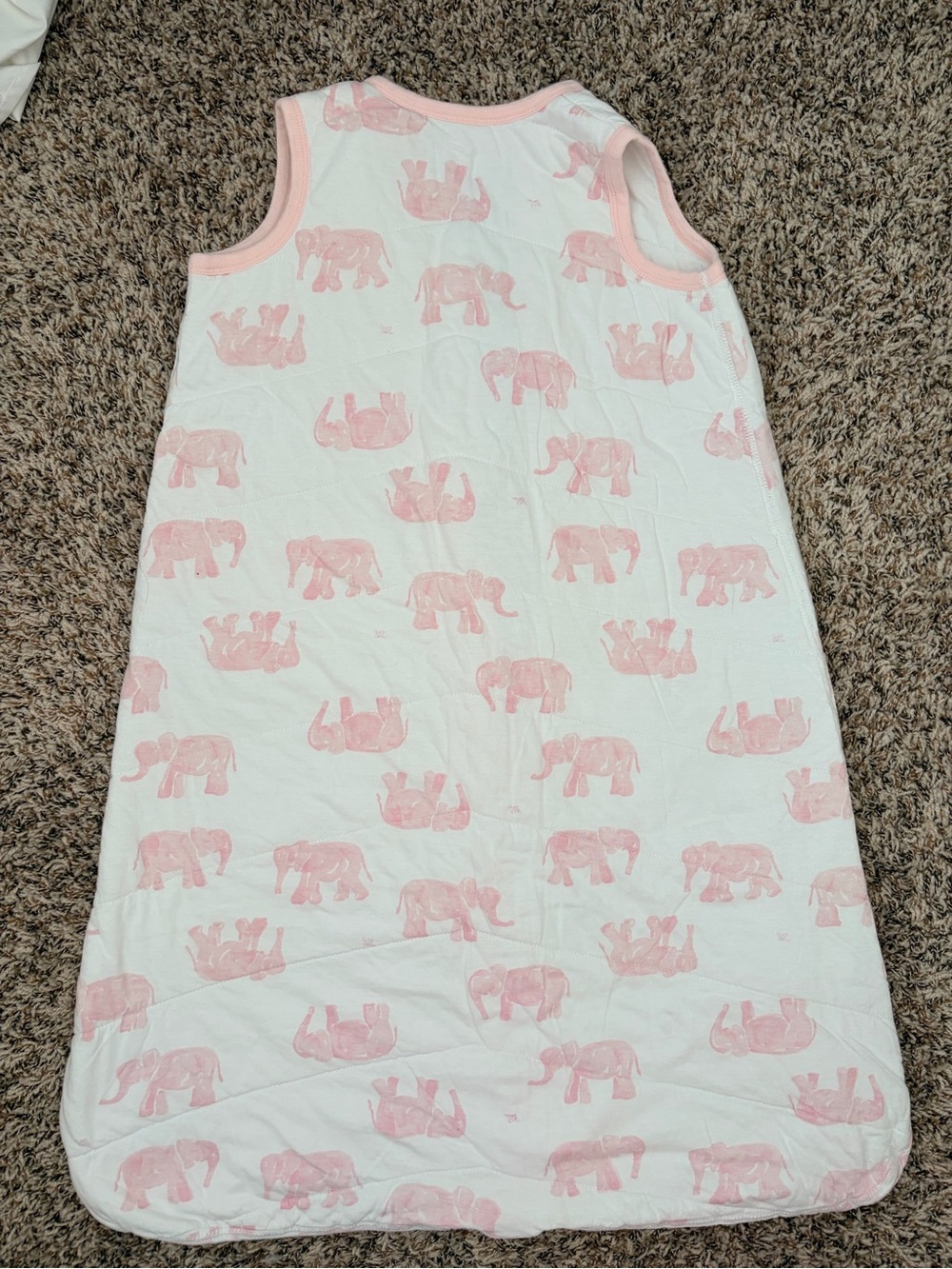 Burt's Bees White Sleep Sack with Pink Elephant Print - Picture 7 of 8